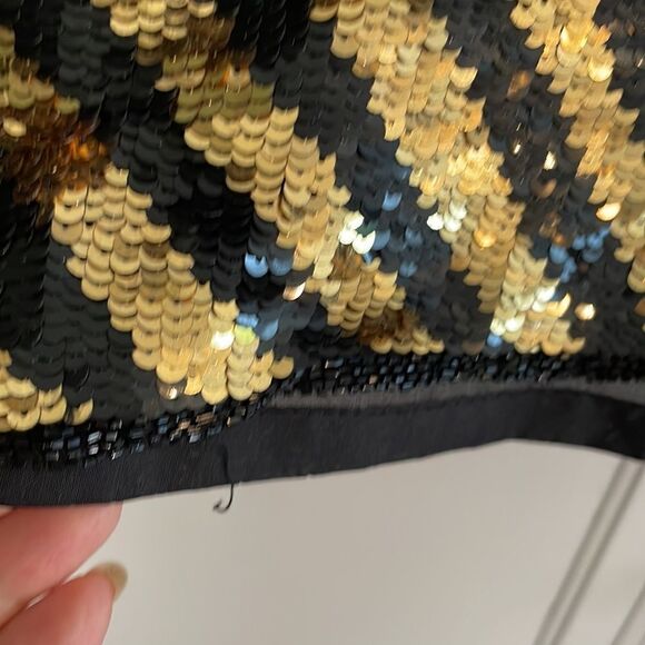 Vtg gold & black sequin striped dressy long sleeve blouse - Picture 10 of 11